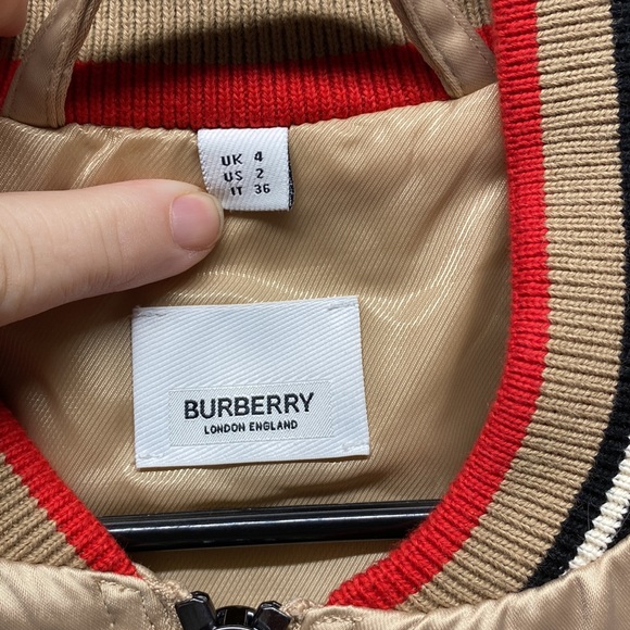 BURBERRY Harlington Logo Patch Satin Bomber Jacket - Picture 3 of 16